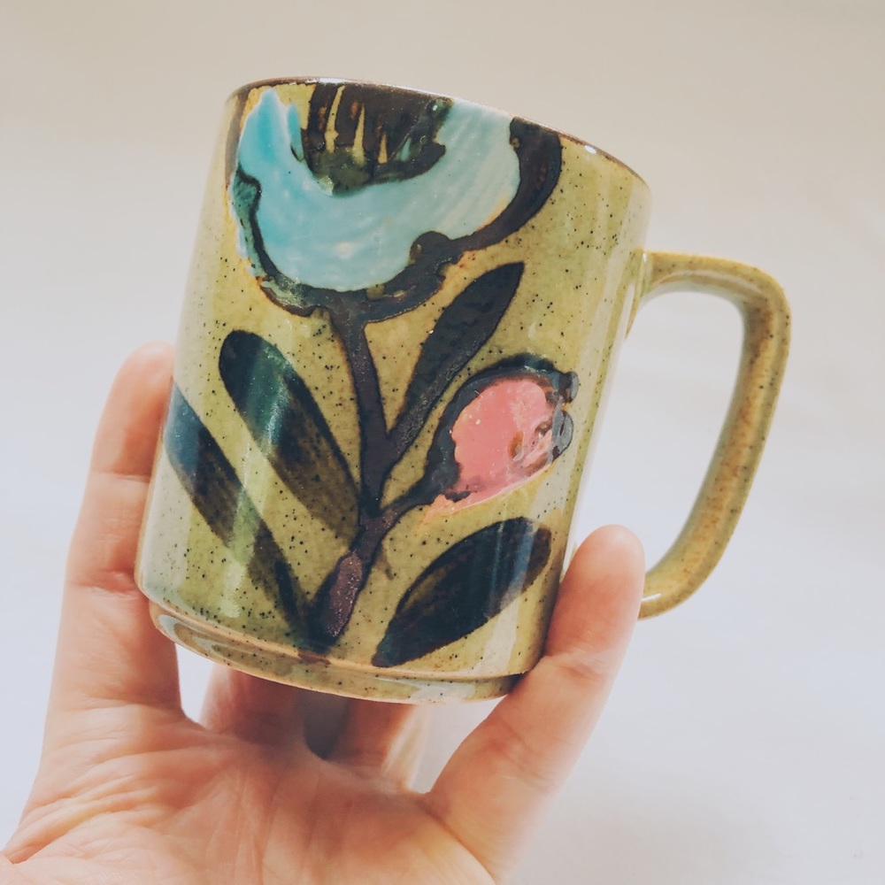 Vintage Handmade Floral Speckled Mug